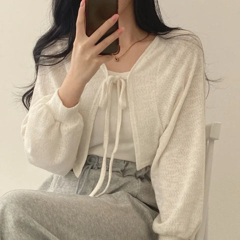 Sunscreen Lace-up Knitwear