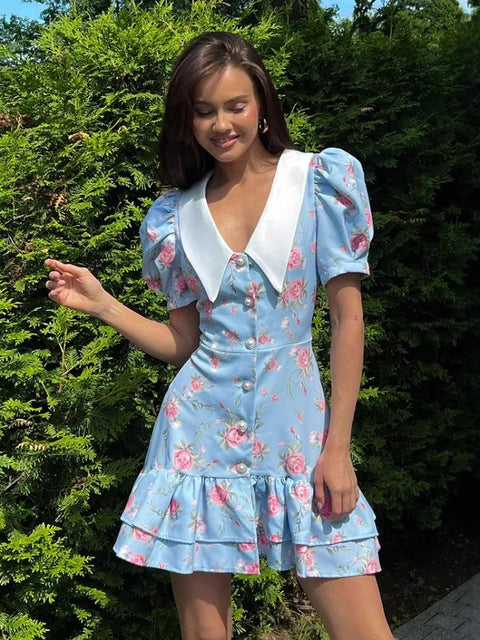 Floral Puff Sleeve Dresses 2025