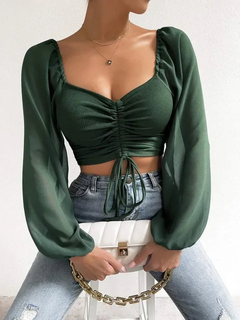 Casual Drawstring Crop