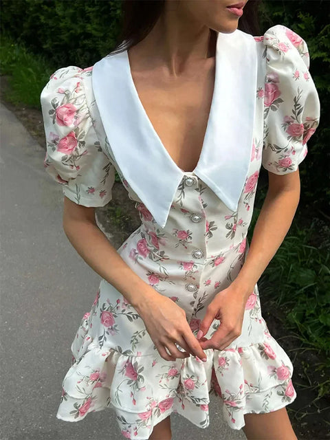 Floral Puff Sleeve Dresses 2025