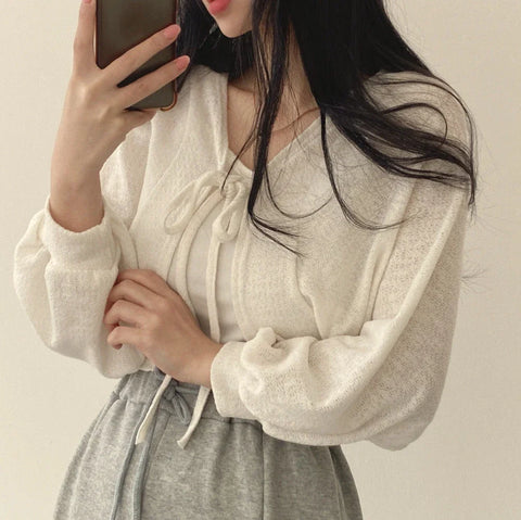 Sunscreen Lace-up Knitwear