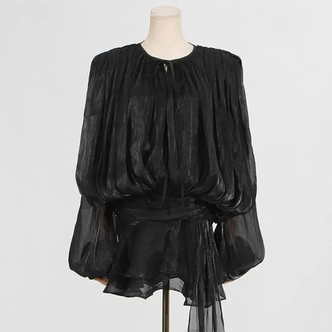 Summer Shiny Skinny Pleated Mini Dress