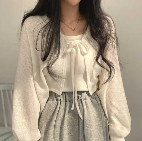 Sunscreen Lace-up Knitwear