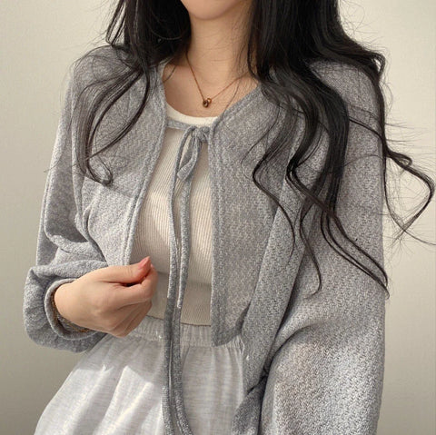 Sunscreen Lace-up Knitwear