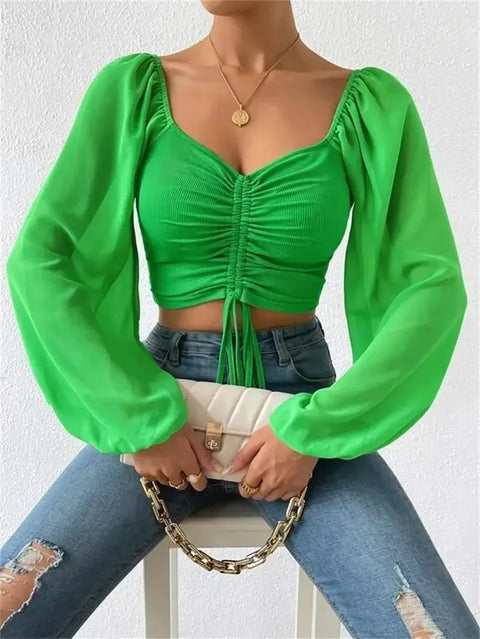 Casual Drawstring Crop