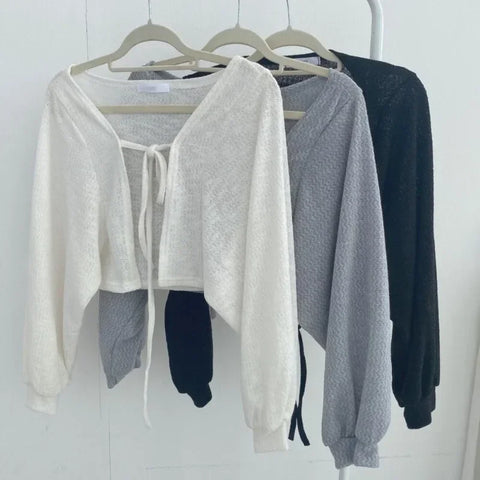 Sunscreen Lace-up Knitwear