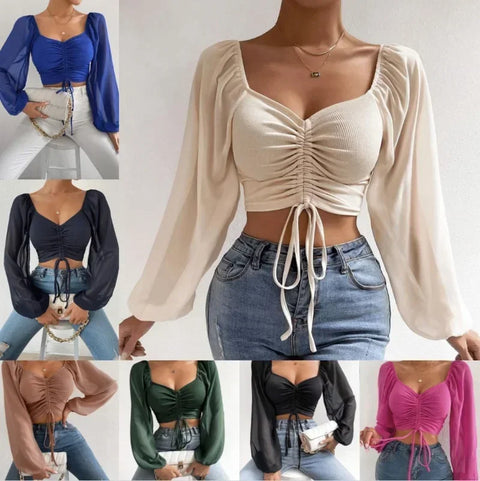 Casual Drawstring Crop