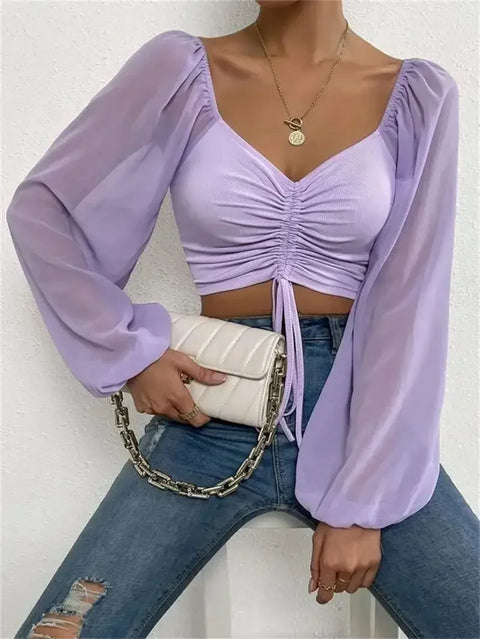 Casual Drawstring Crop