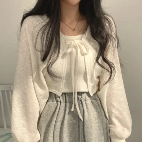Sunscreen Lace-up Knitwear