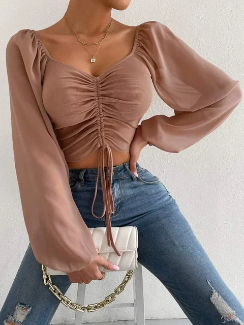 Casual Drawstring Crop