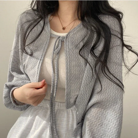 Sunscreen Lace-up Knitwear