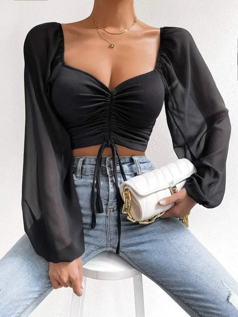 Casual Drawstring Crop