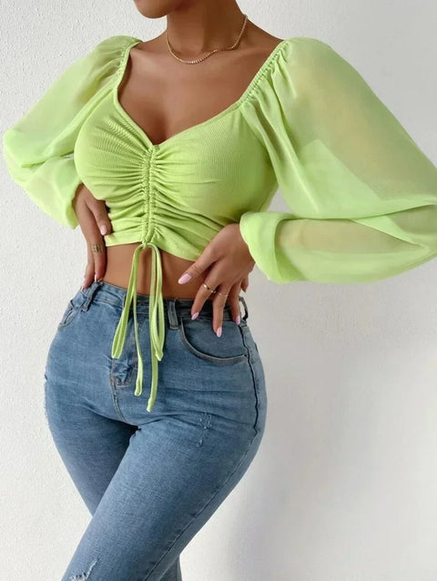 Casual Drawstring Crop