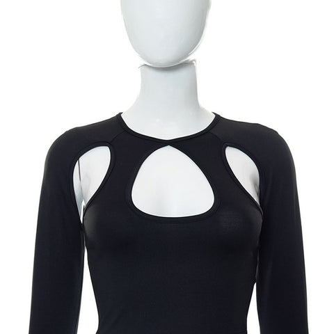 Hollow Out Long Sleeve Crop Top