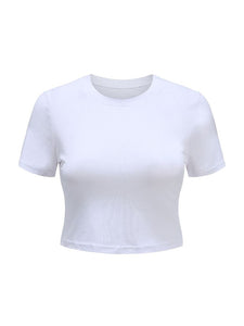 O Neck Knit White Crop Top