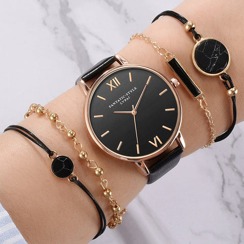 5pcs Set   Leather Clock