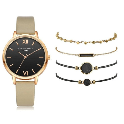 5pcs Set   Leather Clock