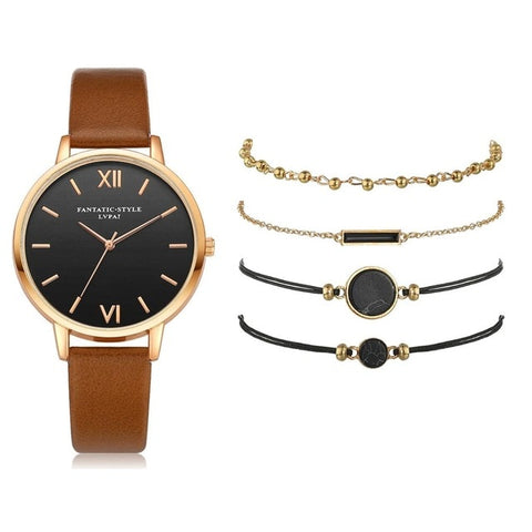 5pcs Set   Leather Clock