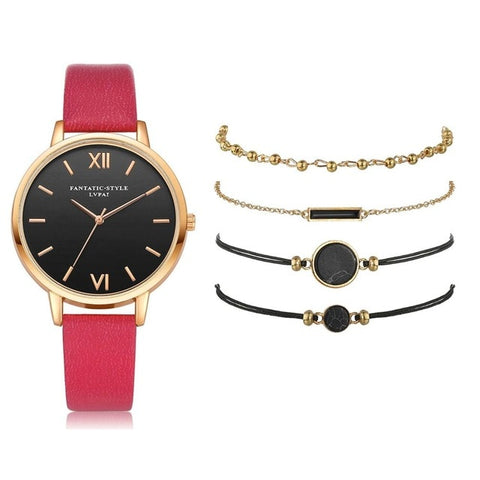 5pcs Set   Leather Clock