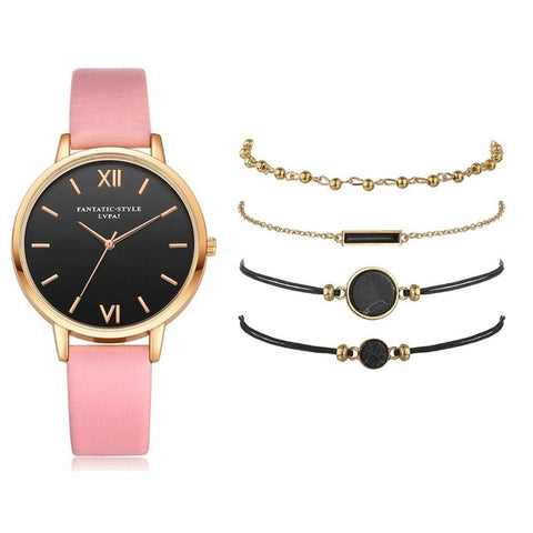 5pcs Set   Leather Clock