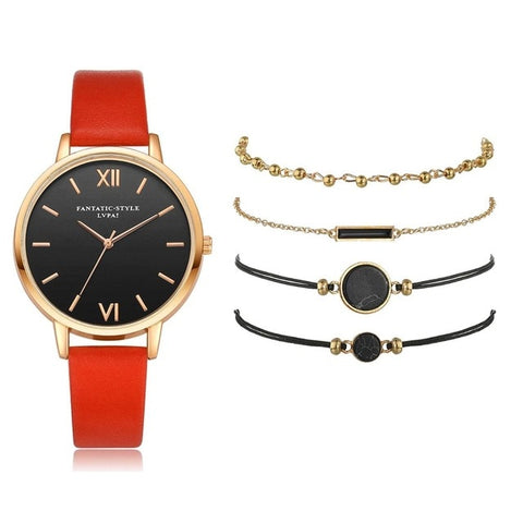 5pcs Set   Leather Clock