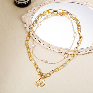 Multi-layer Coin Chain Choker Necklace