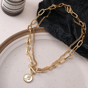 Multi-layer Coin Chain Choker Necklace