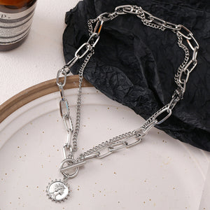 Multi-layer Coin Chain Choker Necklace