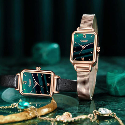 Bracelet Set Green Dial Watch