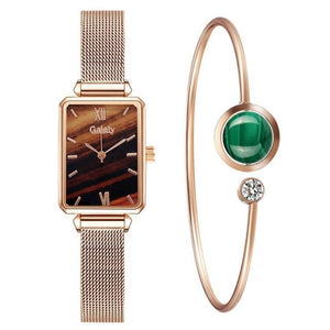 Bracelet Set Green Dial Watch
