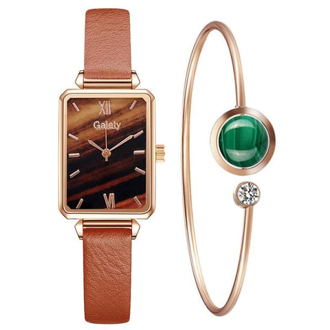 Bracelet Set Green Dial Watch