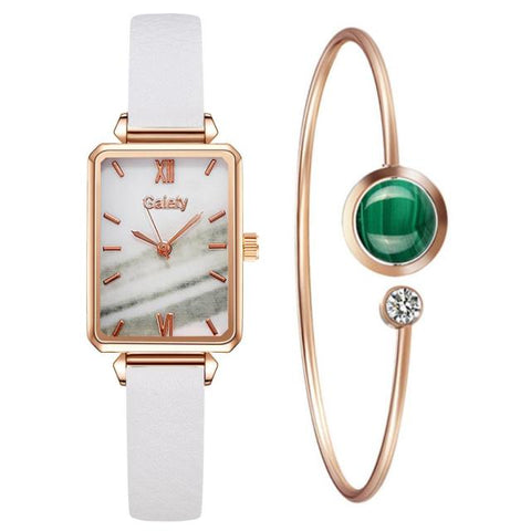 Bracelet Set Green Dial Watch