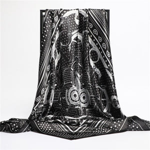 New Headband Retro Neckerchief Female Silk Shawl Satin Square Scarf For Women Print Foulard Hijab Wraps Hair Bands Bandana 2021