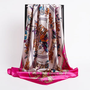 New Headband Retro Neckerchief Female Silk Shawl Satin Square Scarf For Women Print Foulard Hijab Wraps Hair Bands Bandana 2021