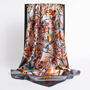 New Headband Retro Neckerchief Female Silk Shawl Satin Square Scarf For Women Print Foulard Hijab Wraps Hair Bands Bandana 2021