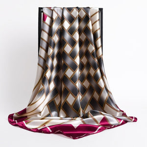 New Headband Retro Neckerchief Female Silk Shawl Satin Square Scarf For Women Print Foulard Hijab Wraps Hair Bands Bandana 2021