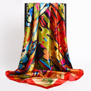 New Headband Retro Neckerchief Female Silk Shawl Satin Square Scarf For Women Print Foulard Hijab Wraps Hair Bands Bandana 2021