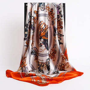 New Headband Retro Neckerchief Female Silk Shawl Satin Square Scarf For Women Print Foulard Hijab Wraps Hair Bands Bandana 2021