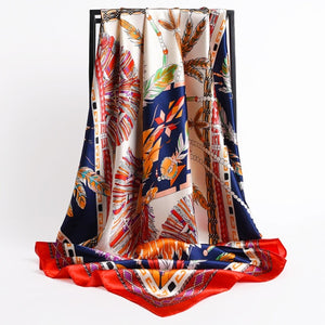 New Headband Retro Neckerchief Female Silk Shawl Satin Square Scarf For Women Print Foulard Hijab Wraps Hair Bands Bandana 2021
