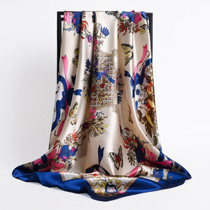 New Headband Retro Neckerchief Female Silk Shawl Satin Square Scarf For Women Print Foulard Hijab Wraps Hair Bands Bandana 2021