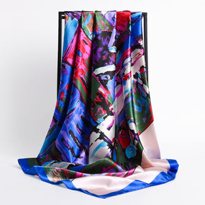 New Headband Retro Neckerchief Female Silk Shawl Satin Square Scarf For Women Print Foulard Hijab Wraps Hair Bands Bandana 2021