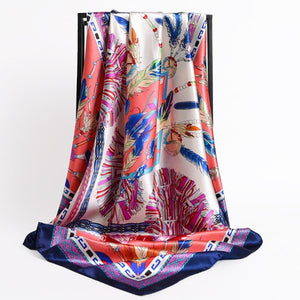 New Headband Retro Neckerchief Female Silk Shawl Satin Square Scarf For Women Print Foulard Hijab Wraps Hair Bands Bandana 2021