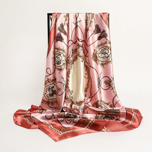 New Headband Retro Neckerchief Female Silk Shawl Satin Square Scarf For Women Print Foulard Hijab Wraps Hair Bands Bandana 2021