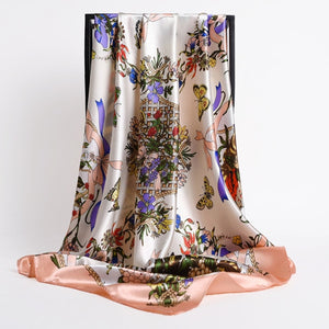 New Headband Retro Neckerchief Female Silk Shawl Satin Square Scarf For Women Print Foulard Hijab Wraps Hair Bands Bandana 2021