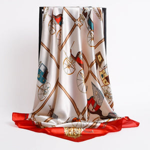 New Headband Retro Neckerchief Female Silk Shawl Satin Square Scarf For Women Print Foulard Hijab Wraps Hair Bands Bandana 2021