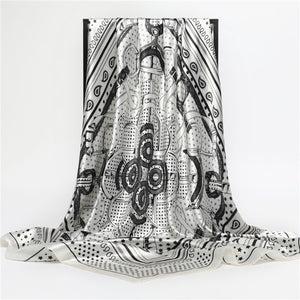 New Headband Retro Neckerchief Female Silk Shawl Satin Square Scarf For Women Print Foulard Hijab Wraps Hair Bands Bandana 2021