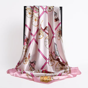 New Headband Retro Neckerchief Female Silk Shawl Satin Square Scarf For Women Print Foulard Hijab Wraps Hair Bands Bandana 2021