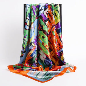 New Headband Retro Neckerchief Female Silk Shawl Satin Square Scarf For Women Print Foulard Hijab Wraps Hair Bands Bandana 2021