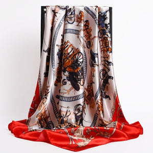New Headband Retro Neckerchief Female Silk Shawl Satin Square Scarf For Women Print Foulard Hijab Wraps Hair Bands Bandana 2021