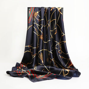 New Headband Retro Neckerchief Female Silk Shawl Satin Square Scarf For Women Print Foulard Hijab Wraps Hair Bands Bandana 2021